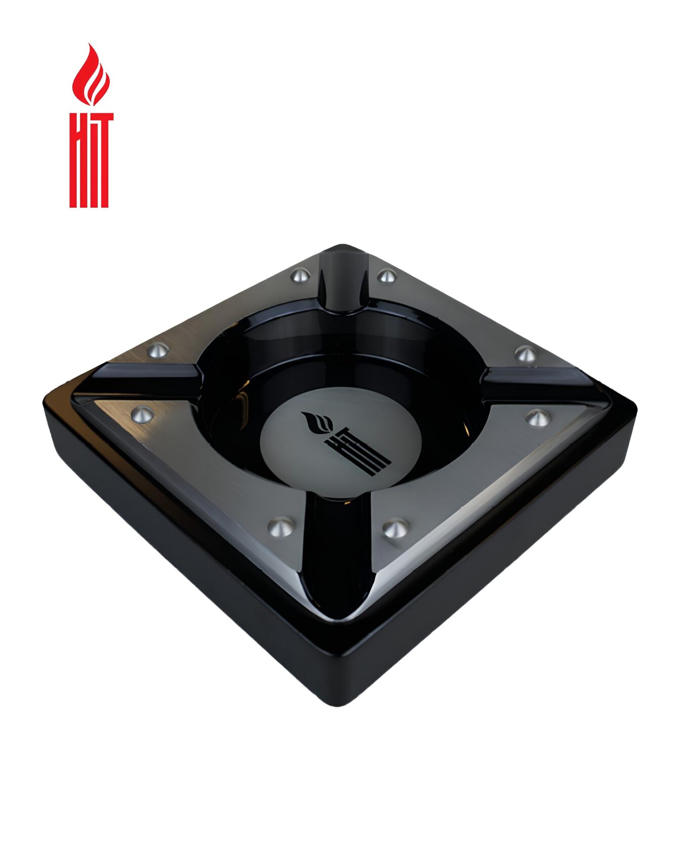 CINZEIRO P/4CHARUTO PREMIUM METAL C/MADEIRA PRETA