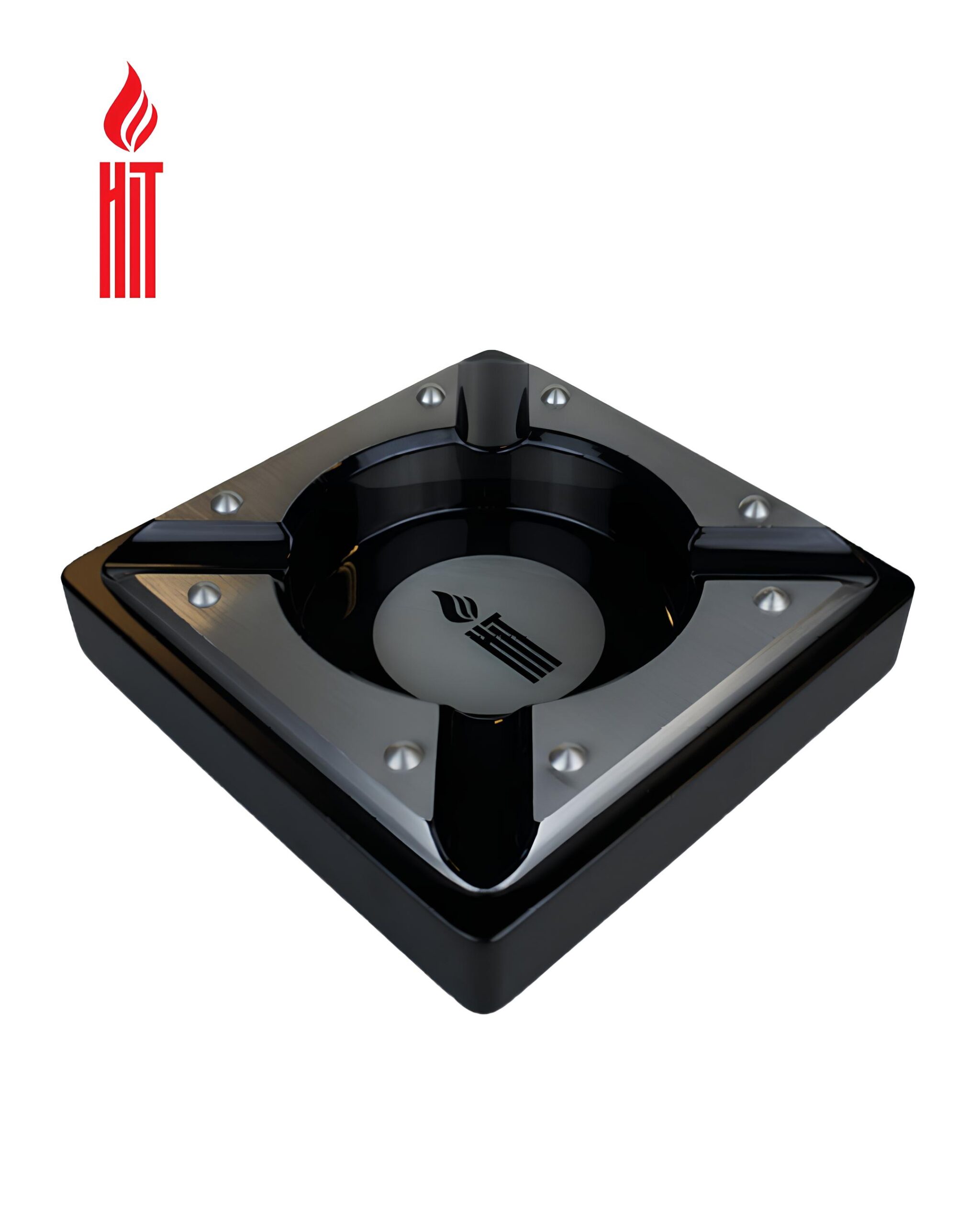 CINZEIRO P/4CHARUTO PREMIUM METAL C/MADEIRA PRETA