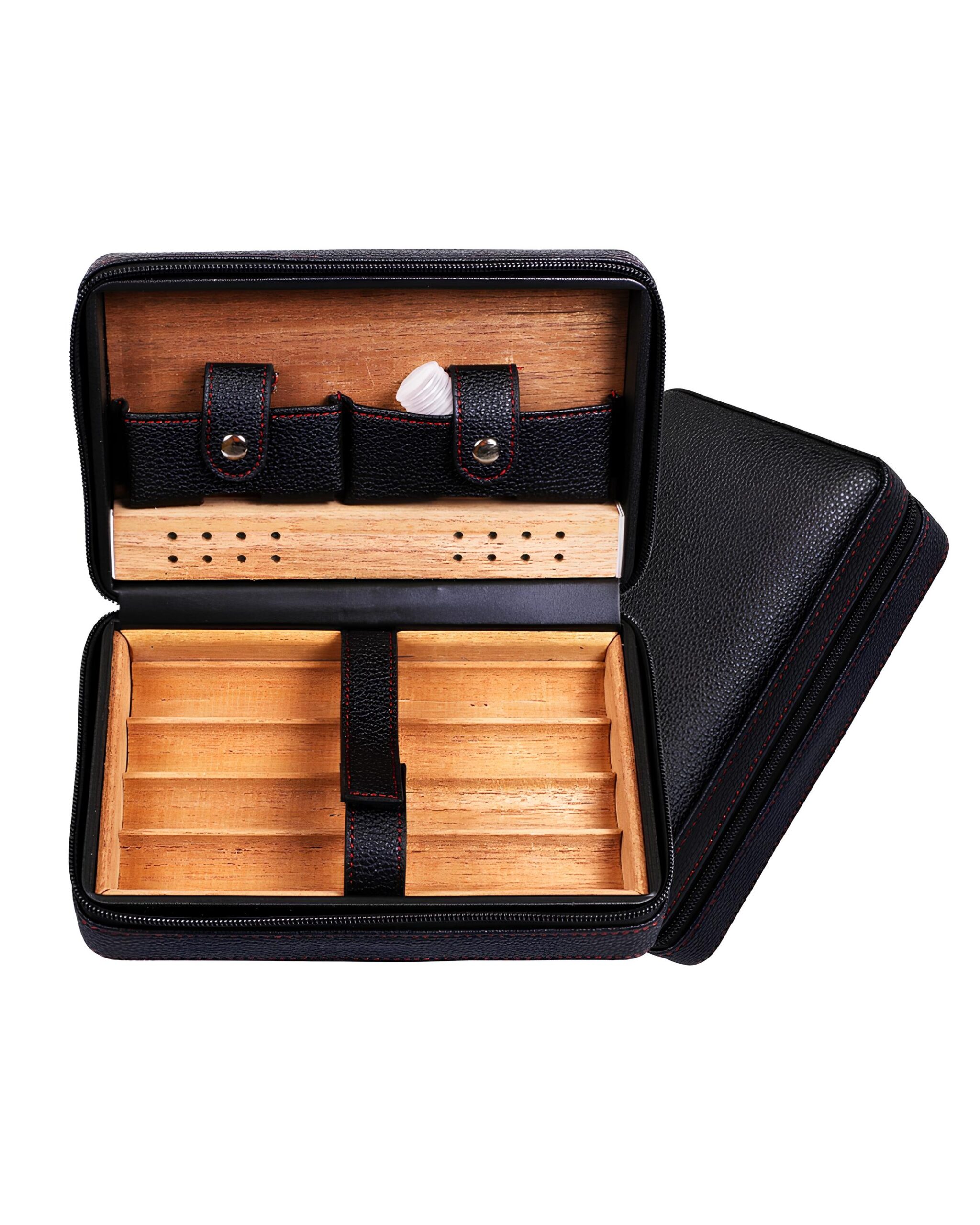 PORTA CHARUTO COHIBA COURO PRETO P/ 4 CHARUTOS UN